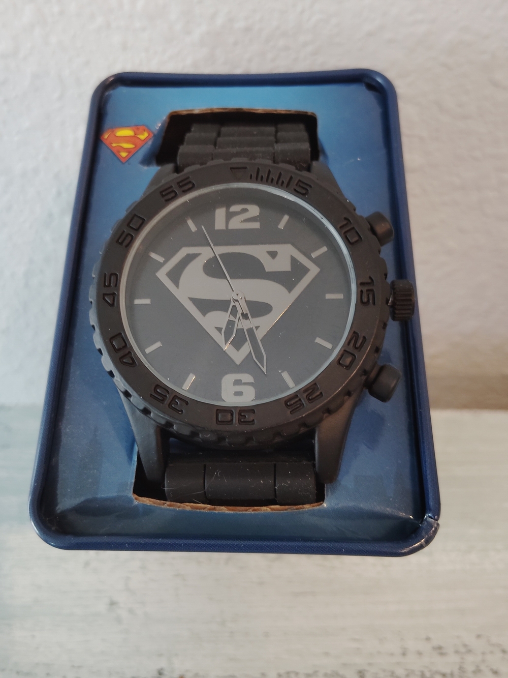 Men's Black Superman Logo Sport Watch